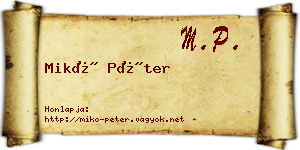 Mikó Péter névjegykártya